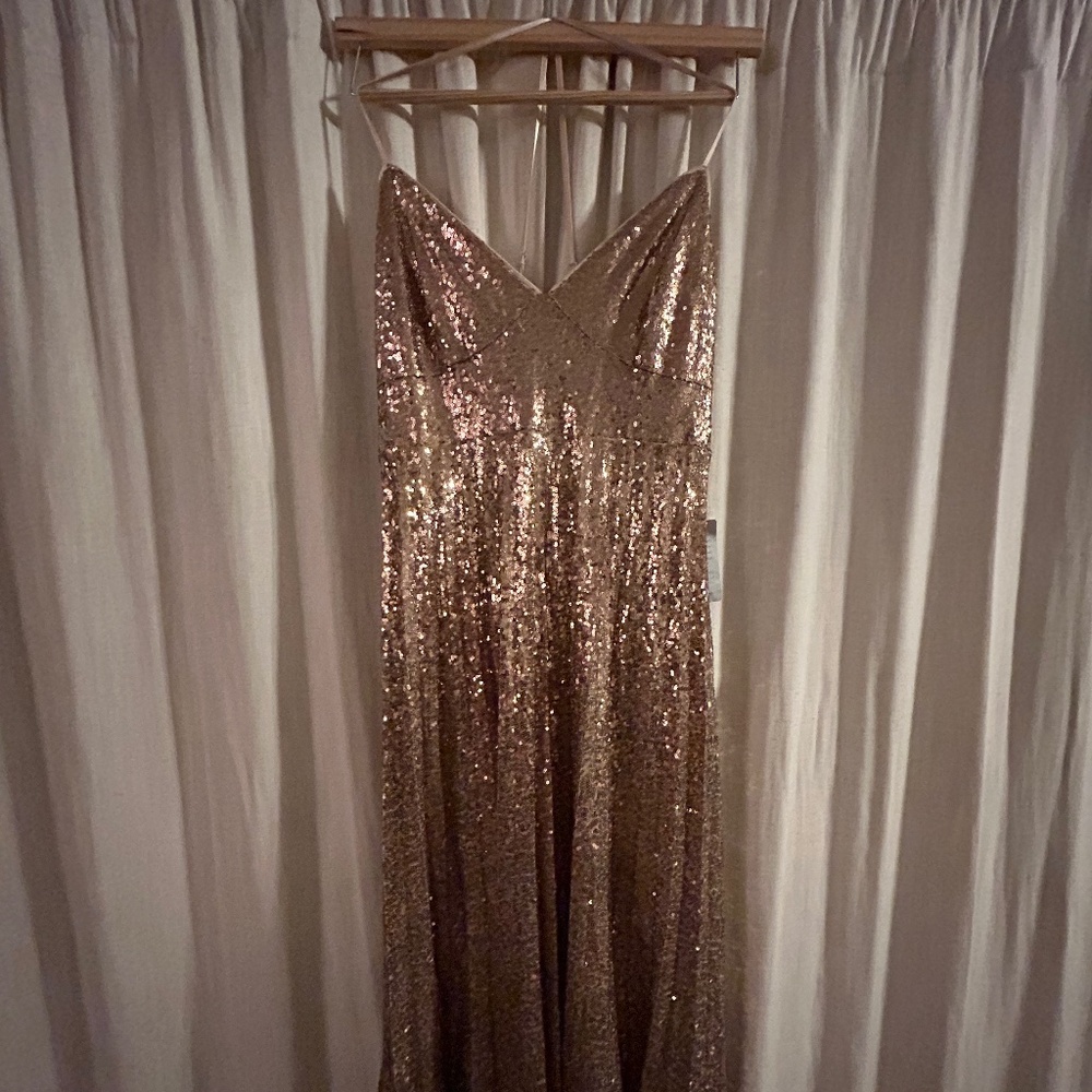 Lulus Champagne sequins party dress